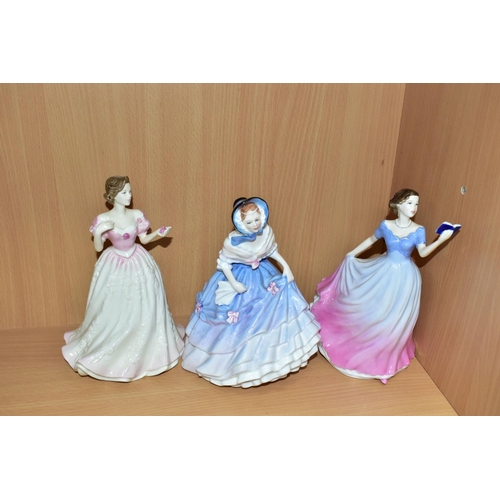 387 - SIX ROYAL DOULTON LADIES, comprising 'Celeste' HN2237, (patch of restoration to underside skirt fril... 