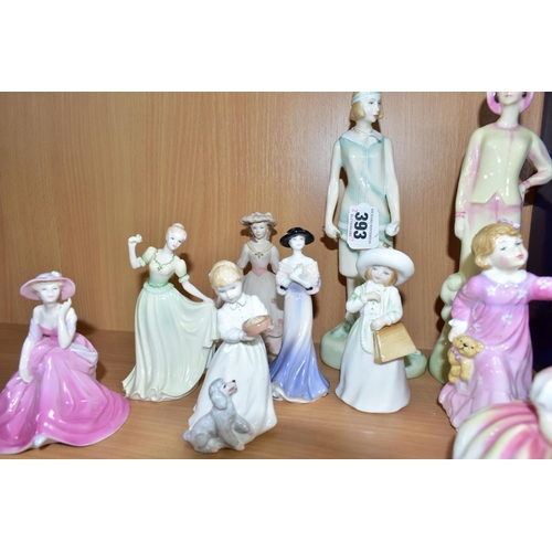 393 - TWELVE ROYAL DOULTON AND COALPORT FIGURINES, comprising boxed Classique by Royal Doulton Vanessa CL3... 