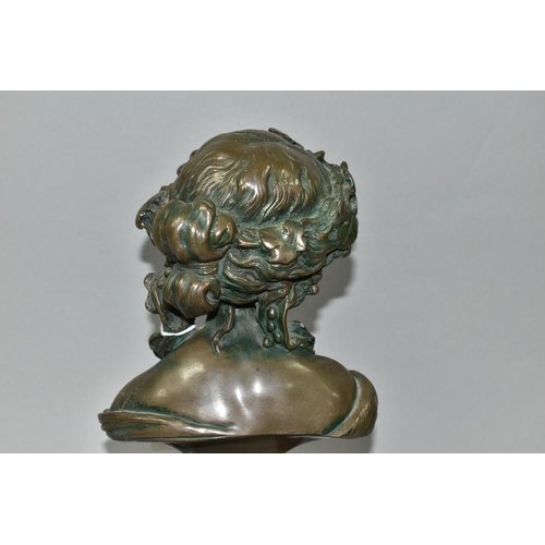 394 - A REPRODUCTION BUST OF A LADY, bronzed effect, on a square marble base, height 23.5cm (1) (Condition... 