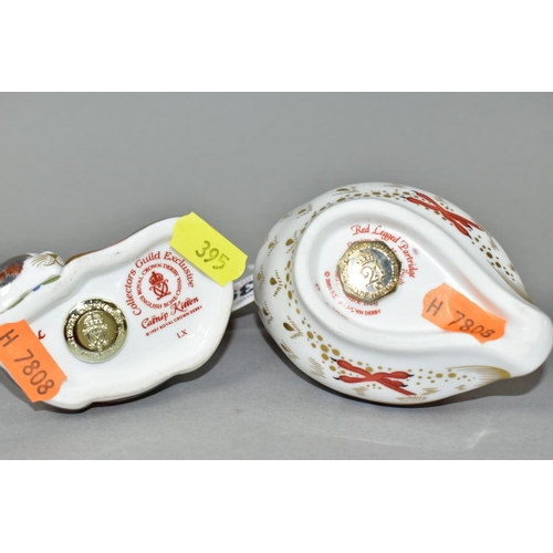 395 - TWO ROYAL CROWN DERBY PAPERWEIGHTS AND A ROYAL COPENHAGEN ROBIN, comprising a Royal Crown Derby Coll... 