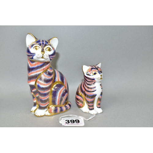 399 - FOUR ROYAL CROWN DERBY PAPERWEIGHTS, comprising Kitten, gold stopper, Rabbit, gold stopper, Frog, si... 