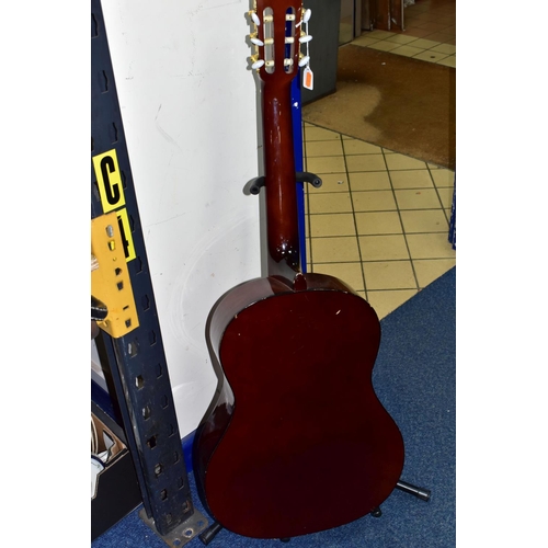 408 - A C GIANT ACOUSTIC GUITAR, with adjustable stand (2) (Condition report: generally appears in fair co... 