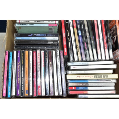 419 - THREE BOXES OF CASSETTE TAPES AND CDS,  approximately one hundred and twenty CDs and twenty cassette... 