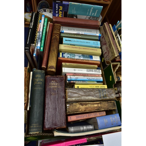 427 - BOOKS, three boxes containing approximately seventy titles in hardback and paperback formats, subjec... 