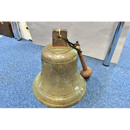 456 - A VINTAGE BELL, in bell metal, with iron clapper, diameter 25cm, heavy (1) (Condition report: clappe... 