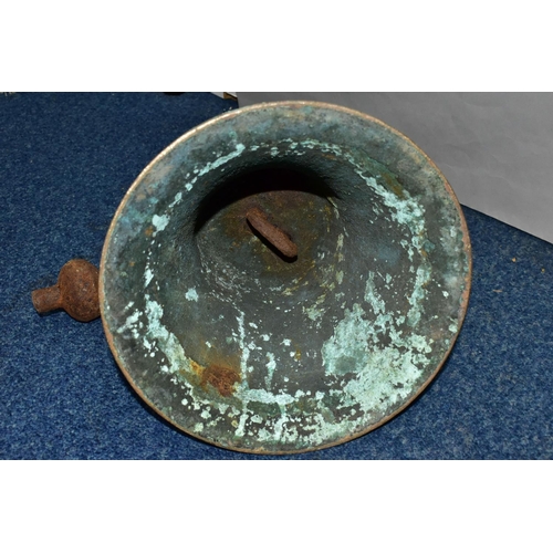 456 - A VINTAGE BELL, in bell metal, with iron clapper, diameter 25cm, heavy (1) (Condition report: clappe... 