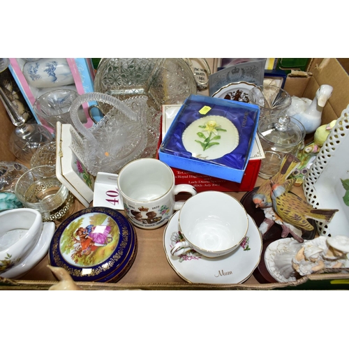 468 - FOUR BOXES OF CERAMICS AND ORNAMENTS, to include a Royal Grafton fine bone china tea set, a Silver J... 