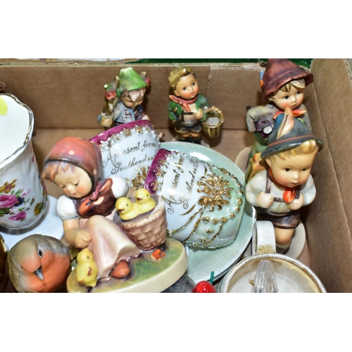 468 - FOUR BOXES OF CERAMICS AND ORNAMENTS, to include a Royal Grafton fine bone china tea set, a Silver J... 