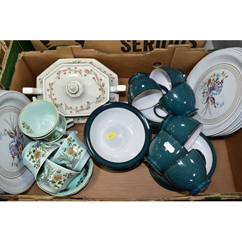 478 - FOUR BOXES OF CERAMICS AND DINNERWARE, to include Royal Worcester 'Berkshire' pattern milk jug, suga... 