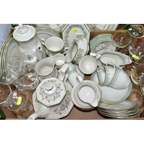 478 - FOUR BOXES OF CERAMICS AND DINNERWARE, to include Royal Worcester 'Berkshire' pattern milk jug, suga... 