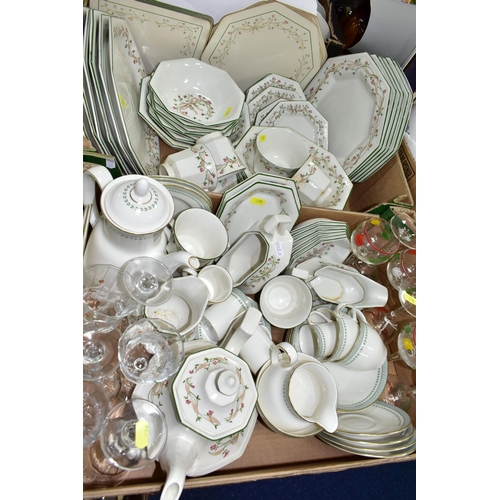 478 - FOUR BOXES OF CERAMICS AND DINNERWARE, to include Royal Worcester 'Berkshire' pattern milk jug, suga... 