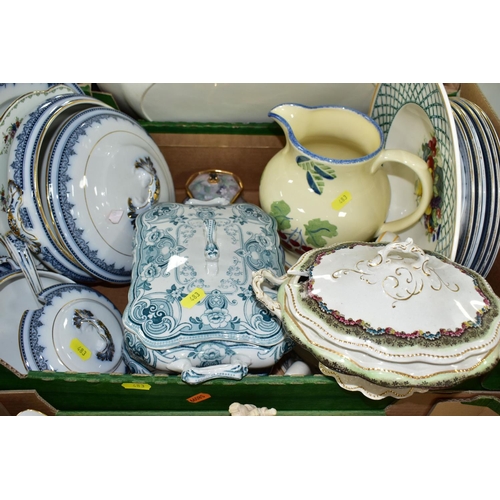 483 - THREE BOXES OF CERAMICS AND MISCELLANEOUS ITEMS,  to include a  Royal Doulton 'Kingswood' part dinne... 