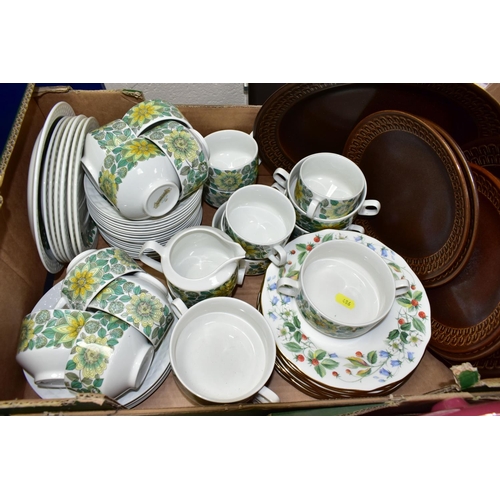 486 - SIX BOXES OF CERAMICS, DINNERWARE AND ORNAMENTS,  to include Royal Worcester 'Evesham' pattern circu... 