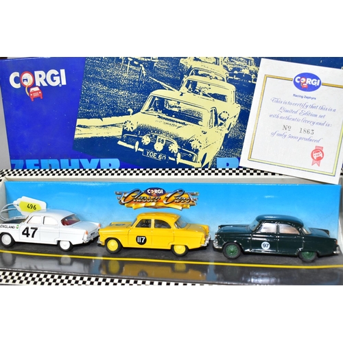 496 - FOUR BOXED CORGI VEHICLES/ SETS, comprising limited edition D36/I Zephyr Racing, no.1863/5000, with ... 