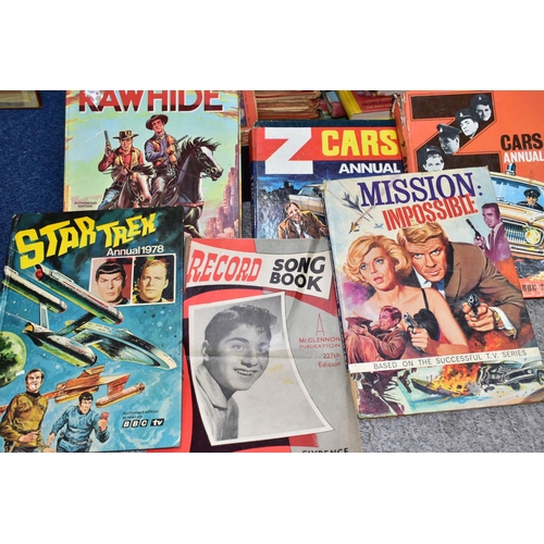 503 - THREE BOXES OF VINTAGE CHILDREN'S BOOKS AND ANNUALS, including a box containing Enid Blyton 'Sunny S... 