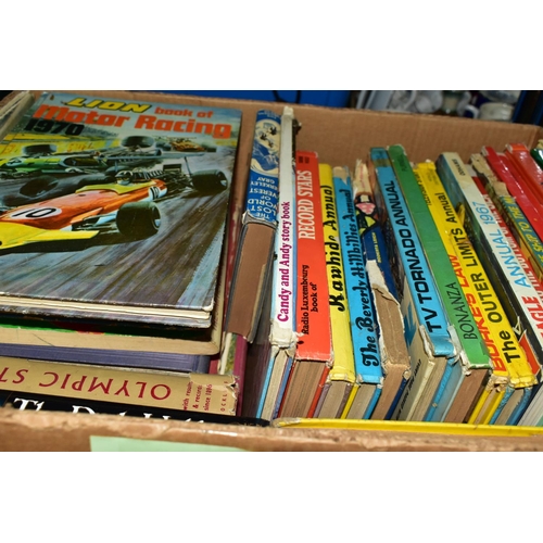 503 - THREE BOXES OF VINTAGE CHILDREN'S BOOKS AND ANNUALS, including a box containing Enid Blyton 'Sunny S... 