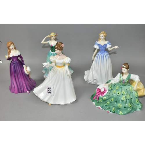 508 - FIVE ROYAL DOULTON LADIES, comprising 'Kathleen' HN3609, 'Josephine' HN4223, 'Elyse' HN2474, 'Emily'... 