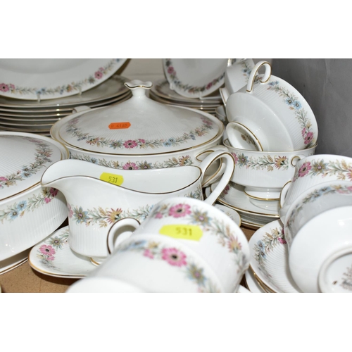 531 - A PARAGON 'BELINDA' PATTERN DINNER SERVICE, comprising ten dinner plates, ten side plates, one bread... 