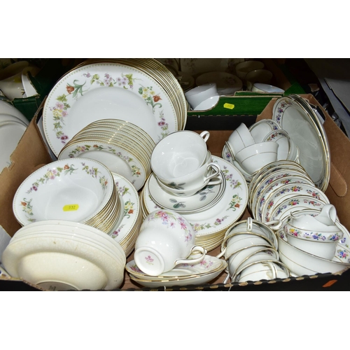 532 - FOUR BOXES OF ASSORTED TEAWARES, to include a small Mason's 'Strathmore' pattern teapot (crazed), fi... 