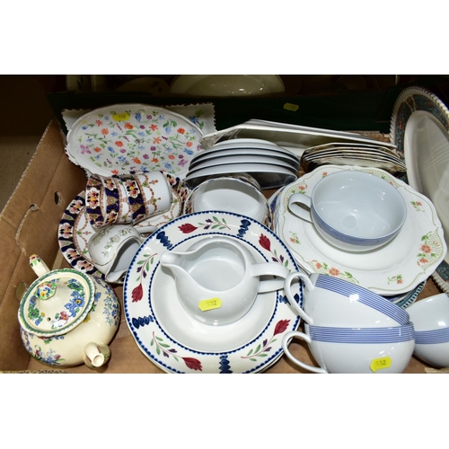 532 - FOUR BOXES OF ASSORTED TEAWARES, to include a small Mason's 'Strathmore' pattern teapot (crazed), fi... 