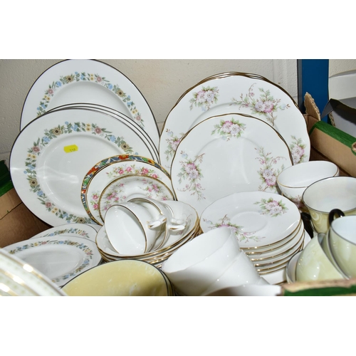 532 - FOUR BOXES OF ASSORTED TEAWARES, to include a small Mason's 'Strathmore' pattern teapot (crazed), fi... 