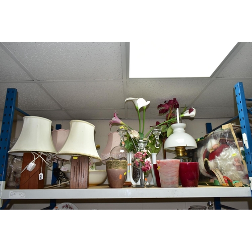 536 - A QUANTITY OF TABLE LAMPS, PLANTERS TOGETHER WITH AN ILLUMINATED SANTA FIGURE, comprising a modern '... 