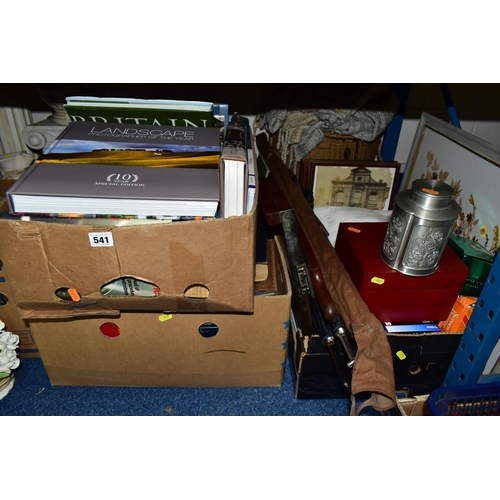 541 - BOOKS, EPHEMERA & SUNDRIES, four boxes and loose to include two boxes of books containing approximat... 