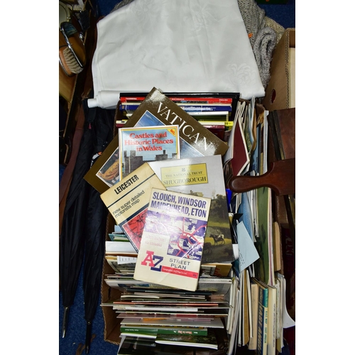 541 - BOOKS, EPHEMERA & SUNDRIES, four boxes and loose to include two boxes of books containing approximat... 