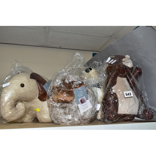 543 - FIVE HONEY & WILD/THE GARDEN FOUNDRY ANIMAL DOORSTOPS, all as new with original packaging and tags, ... 