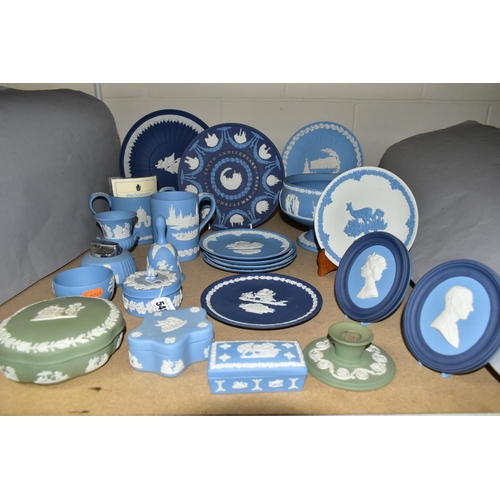 548 - A GROUP OF WEDGWOOD JASPERWARE, to include a limited edition Papal Collection loving cup, with certi... 