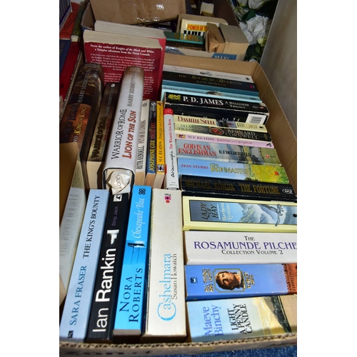 551 - BOOKS, seven boxes containing approximately ninety miscellaneous titles in hardback and paperback fo... 