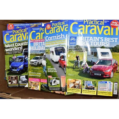 552 - MOTORING EPHEMERA, four boxes containing several hundred car, caravan and other motoring themed maga... 