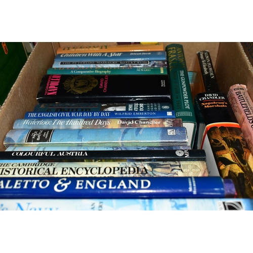 561 - BOOKS & EPHEMERA, four boxes containing approximately eighty titles, mostly historical from authors ... 