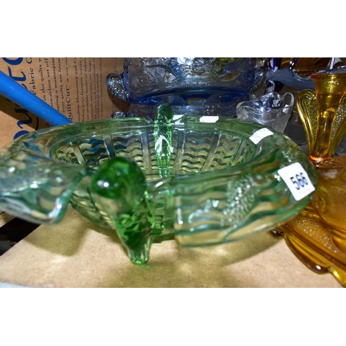 566 - A COLLECTION OF BAGLEY GLASS AND OTHER ART DECO GLASSWARES, to include four Bagley Glass 1930s Marin... 