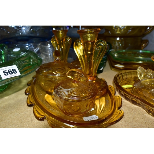 566 - A COLLECTION OF BAGLEY GLASS AND OTHER ART DECO GLASSWARES, to include four Bagley Glass 1930s Marin... 