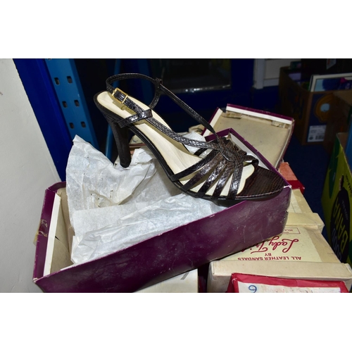 574 - EIGHT BOXES OF LADIES' SHOES, including vintage and more modern pairs, most are boxed, sizes vary, b... 