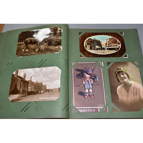 576 - A BOX OF BOOKS AND POSTCARDS, two albums containing approximately 400 early 20th century postcards, ... 