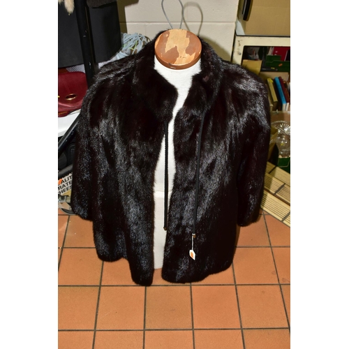 593 - A SMALL GROUP OF LADIES COATS, JACKETS AND SHOES,  comprising a  Layfayette dark brown mink fur jack... 