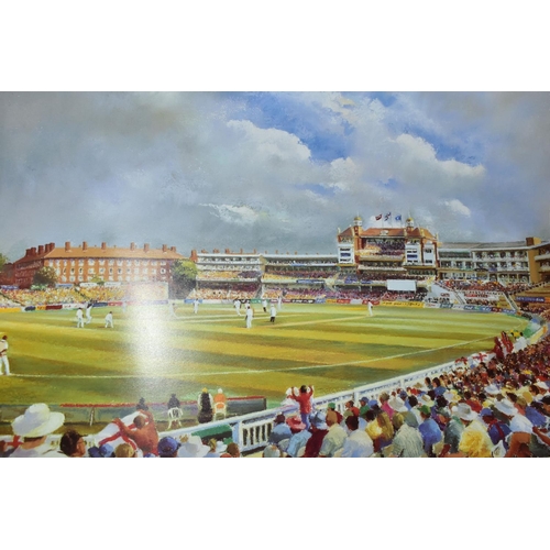 624 - JOCELYN GALSWORTHY (BRITISH CONTEMPORARY) FIVE CRICKET THEMED LIMITED EDITION PRINTS, comprising 'Ch... 