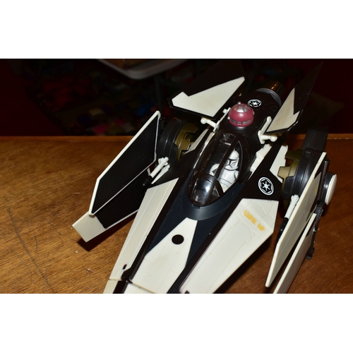 218 - TWO BOXES OF EARLY 21ST CENTURY LFL STAR WARS AIRCRAFTS, to include a 2008 V-Wing fighter, a collect... 