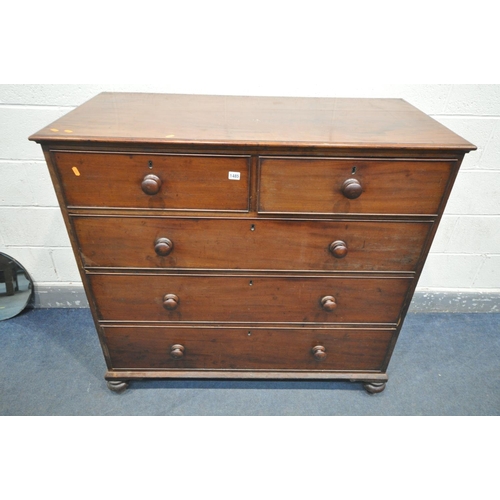 1485 - A VICTORIAN MAHOGANY CHEST OF TWO SHORT OVER THREE LONG DRAWERS, width 120cm x depth 58cm x height 1... 