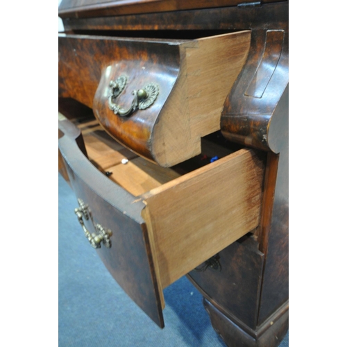 1486 - A WARING AND GILLOW LTD OF LONDON BURR WALNUT LADIES BUREAU, with a fitted interior, three exterior ... 