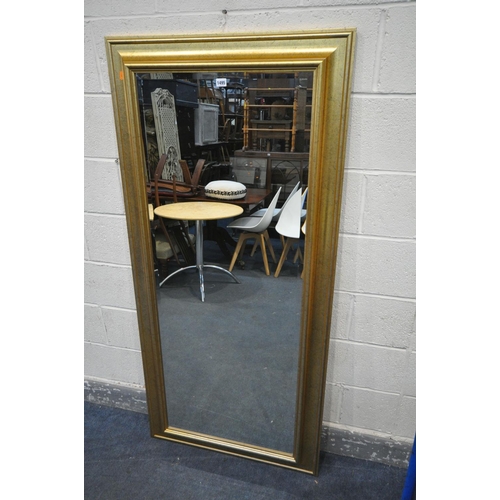 1495 - A MODERN GILTWOOD BEVELLED EDGE WALL MIRROR, made by Richmond Mirror, length 170cm x width 80cm