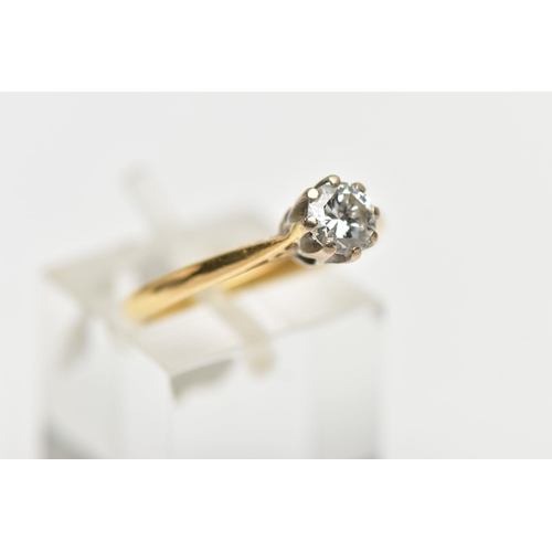 11 - A DIAMOND SINGLE STONE RING, set with a round brilliant cut diamond, within a white eight claw setti... 