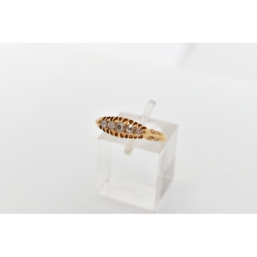 110 - AN EDWARDIAN 18CT GOLD FIVE STONE DIAMOND RING, comprised as a series of graduated old cut diamonds,... 