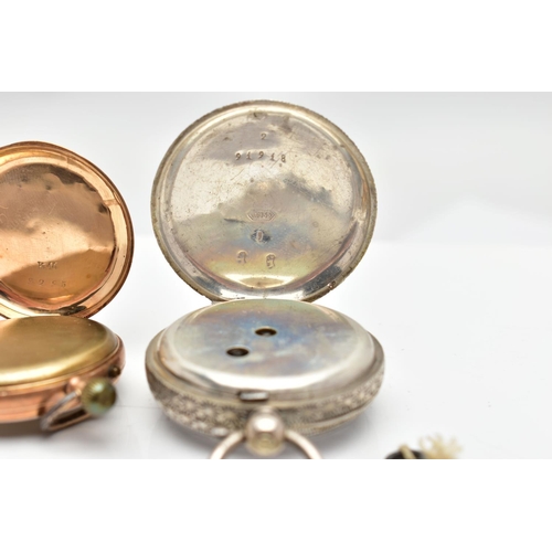 114 - TWO OPEN FACE POCKET WATCHES, the first comprising a champagne circular dial, with Roman numeral mar... 