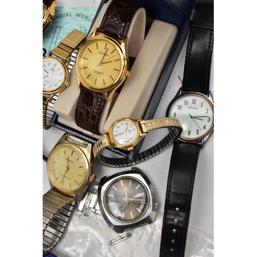 122 - A COLLECTION OF WRISTWATCHES, to include a Bulova Accutron Day Date stainless steel wristwatch with ... 