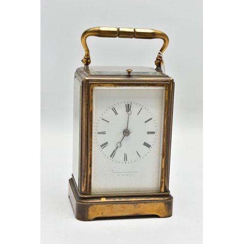 138 - A 'HOWELL JAMES & CO' REPEATING CARRIAGE CLOCK, brass carriage clock, white dial, Roman numerals, si... 