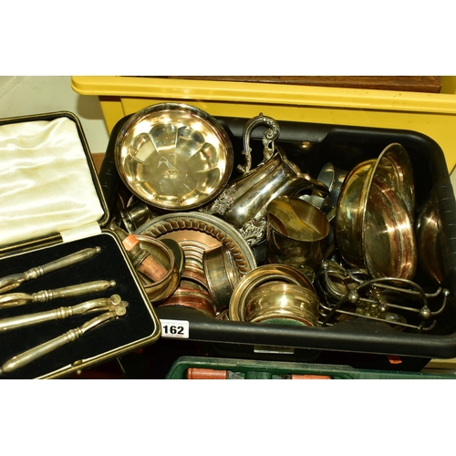 162 - A LARGE ASSORTMENT OF WHITE METAL FLATWARE, to include a boxed egg cup and spoon, a boxed set of six... 