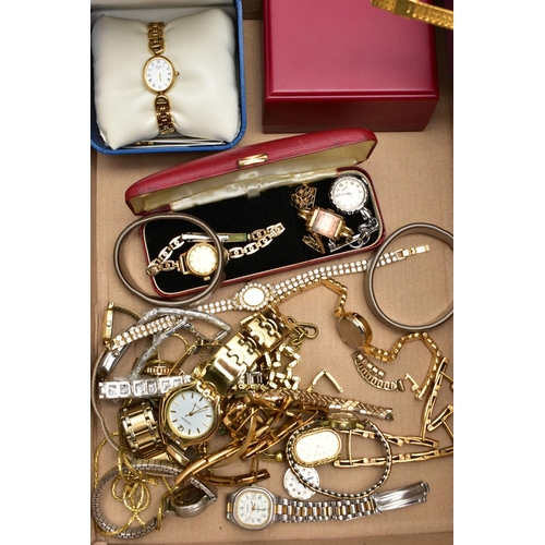 164 - A BOX OF WATCHES, TIE CLIPS, CUFFLINKS ETC, to include a boxed ladies 'Rotary' wristwatch, a boxed '... 